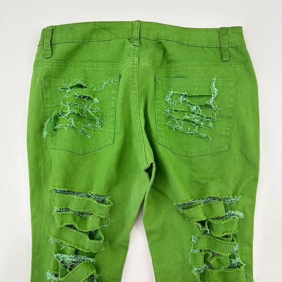 B Keams Distressed Slim Straight Women's size 9 Green Denim Jeans - Picture 4 of 4